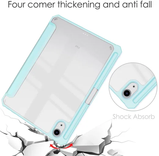 Apple iPad Mini 6 Hoes Tri-Fold Book Case Transparant/Lichtblauw afbeelding 2