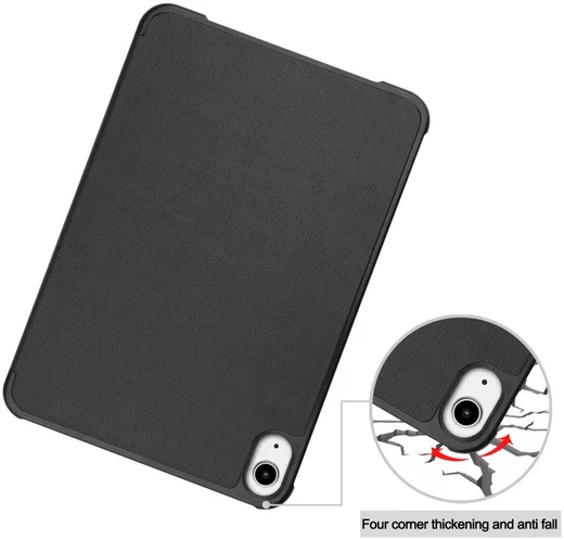 Apple iPad Mini 6 Hoesje Tri-Fold Book Case met Standaard Zwart afbeelding 9