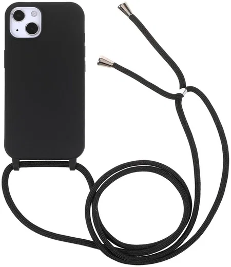 Apple iPhone 13 Mini Hoesje Back Cover Flexibel TPU met Koord Zwart afbeelding 1