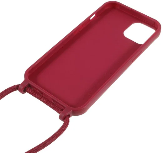 Apple iPhone 13 Hoesje Back Cover Flexibel TPU met Koord Rood afbeelding 5