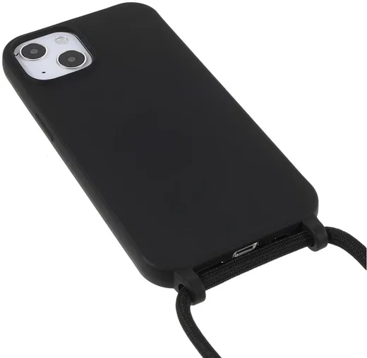 Apple iPhone 13 Hoesje Back Cover Flexibel TPU met Koord Zwart afbeelding 3
