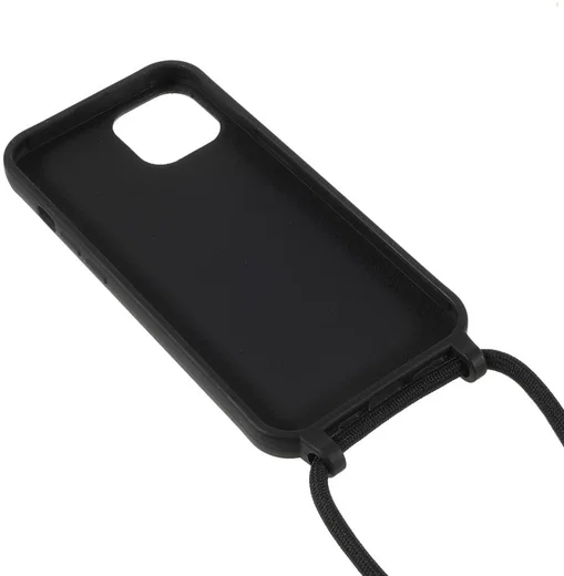 Apple iPhone 13 Hoesje Back Cover Flexibel TPU met Koord Zwart afbeelding 5