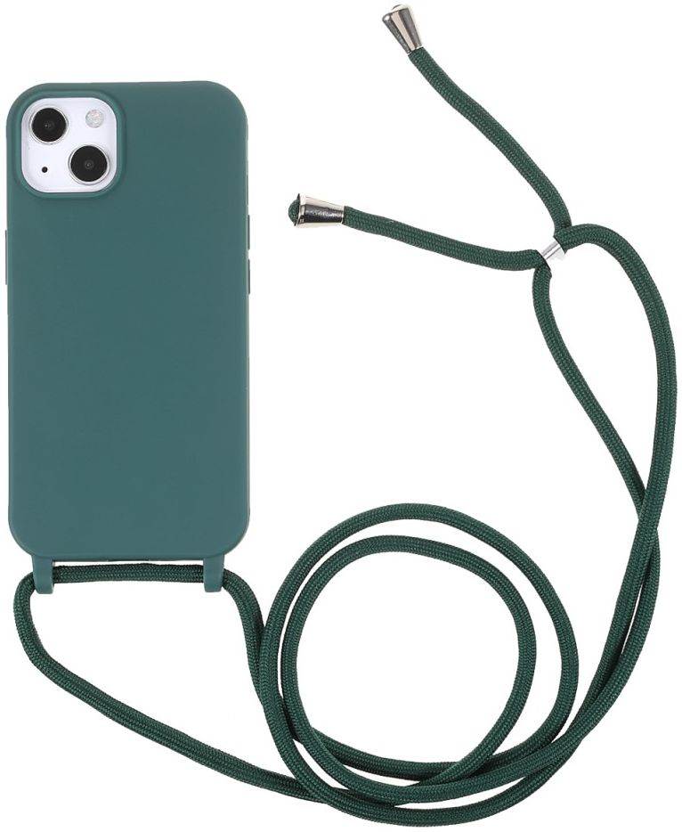Apple iPhone 13 Hoesje Back Cover Flexibel TPU met Koord Groen afbeelding 1