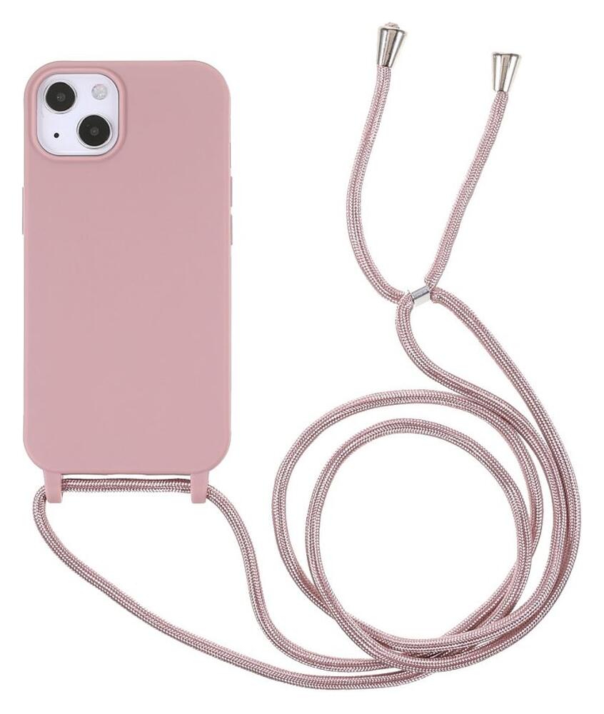 Apple iPhone 13 Hoesje Back Cover Flexibel TPU met Koord Roze afbeelding 1