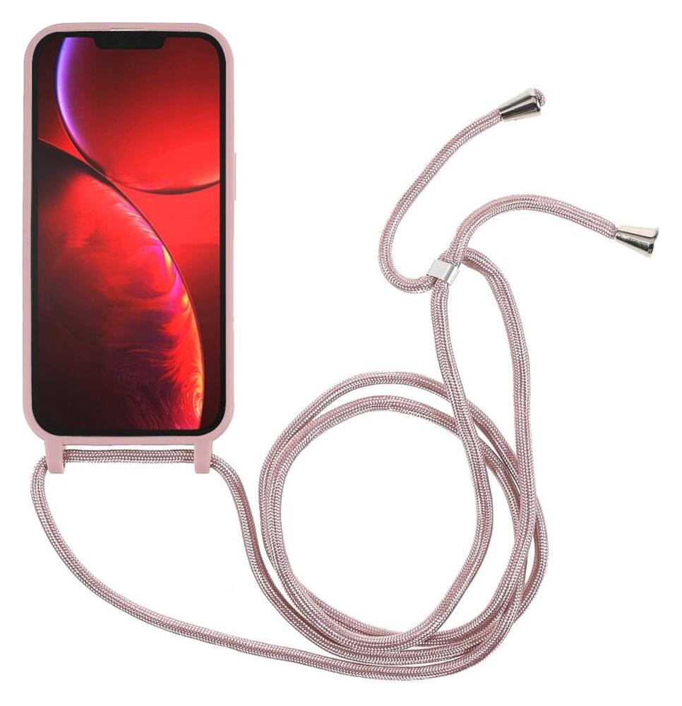 Apple iPhone 13 Hoesje Back Cover Flexibel TPU met Koord Roze afbeelding 2
