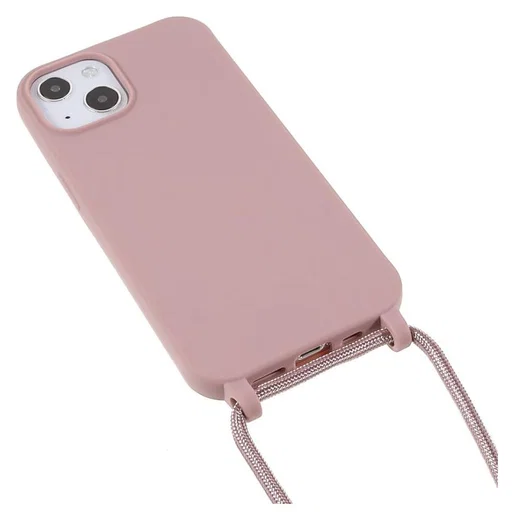 Apple iPhone 13 Hoesje Back Cover Flexibel TPU met Koord Roze afbeelding 3