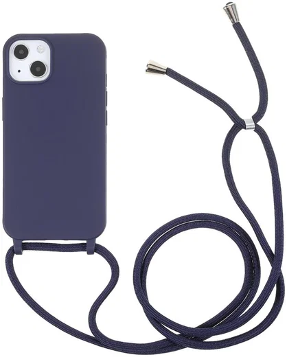 Apple iPhone 13 Hoesje Back Cover Flexibel TPU met Koord Navy afbeelding 1