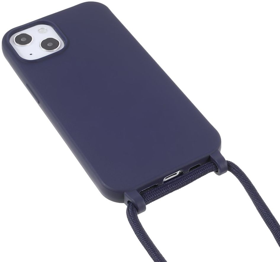 Apple iPhone 13 Hoesje Back Cover Flexibel TPU met Koord Navy afbeelding 3