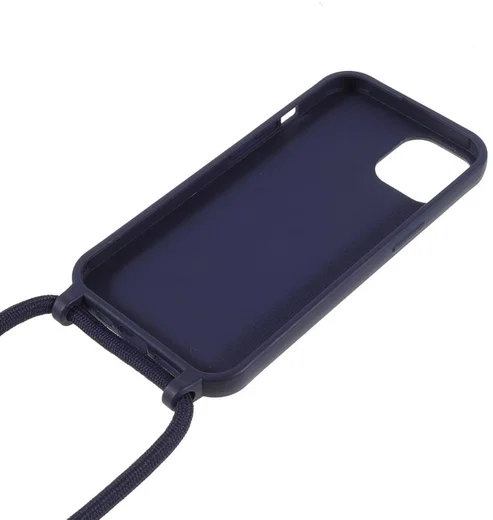 Apple iPhone 13 Hoesje Back Cover Flexibel TPU met Koord Navy afbeelding 5