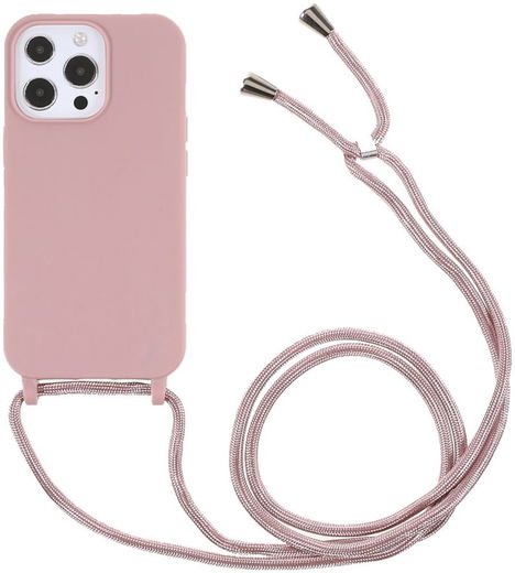 Apple iPhone 13 Pro Hoesje Back Cover met Koord Flexibel TPU Roze afbeelding 1