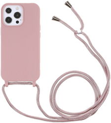 Apple iPhone 13 Pro Hoesje Back Cover met Koord Flexibel TPU Roze afbeelding