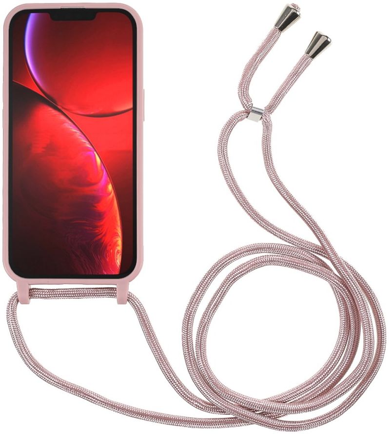 Apple iPhone 13 Pro Hoesje Back Cover met Koord Flexibel TPU Roze afbeelding 2