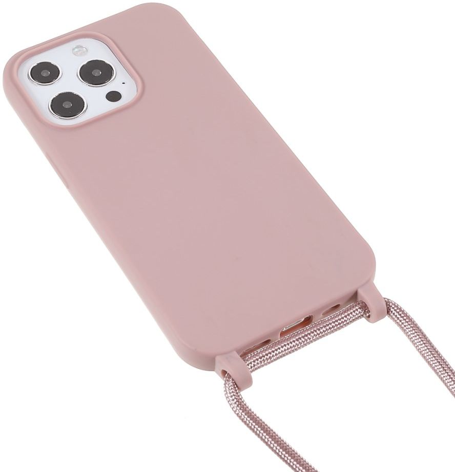 Apple iPhone 13 Pro Hoesje Back Cover met Koord Flexibel TPU Roze afbeelding 3