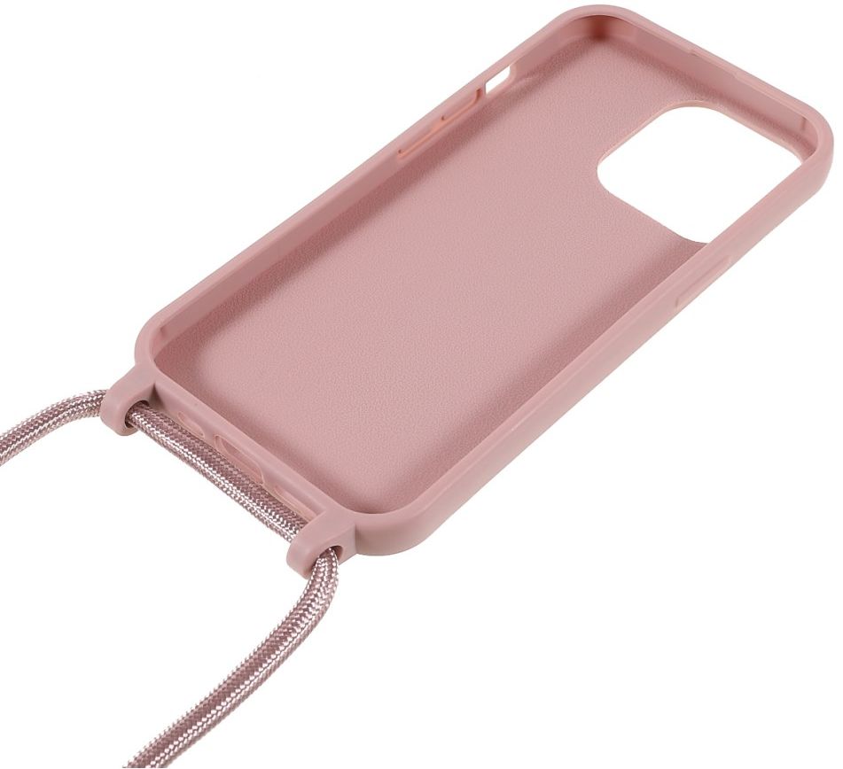 Apple iPhone 13 Pro Hoesje Back Cover met Koord Flexibel TPU Roze afbeelding 5
