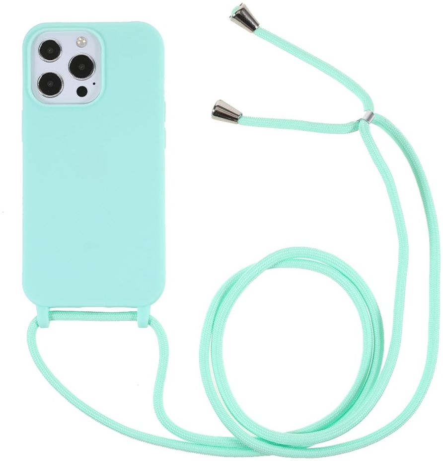 Apple iPhone 13 Pro Hoesje Back Cover met Koord Flexibel Licht blauw afbeelding 1