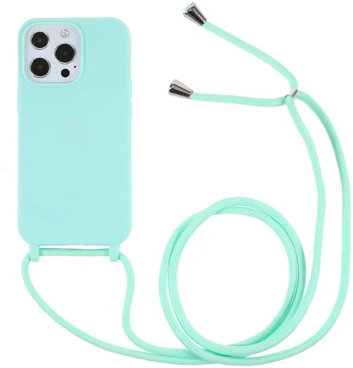 Apple iPhone 13 Pro Hoesje Back Cover met Koord Flexibel Licht blauw afbeelding 1