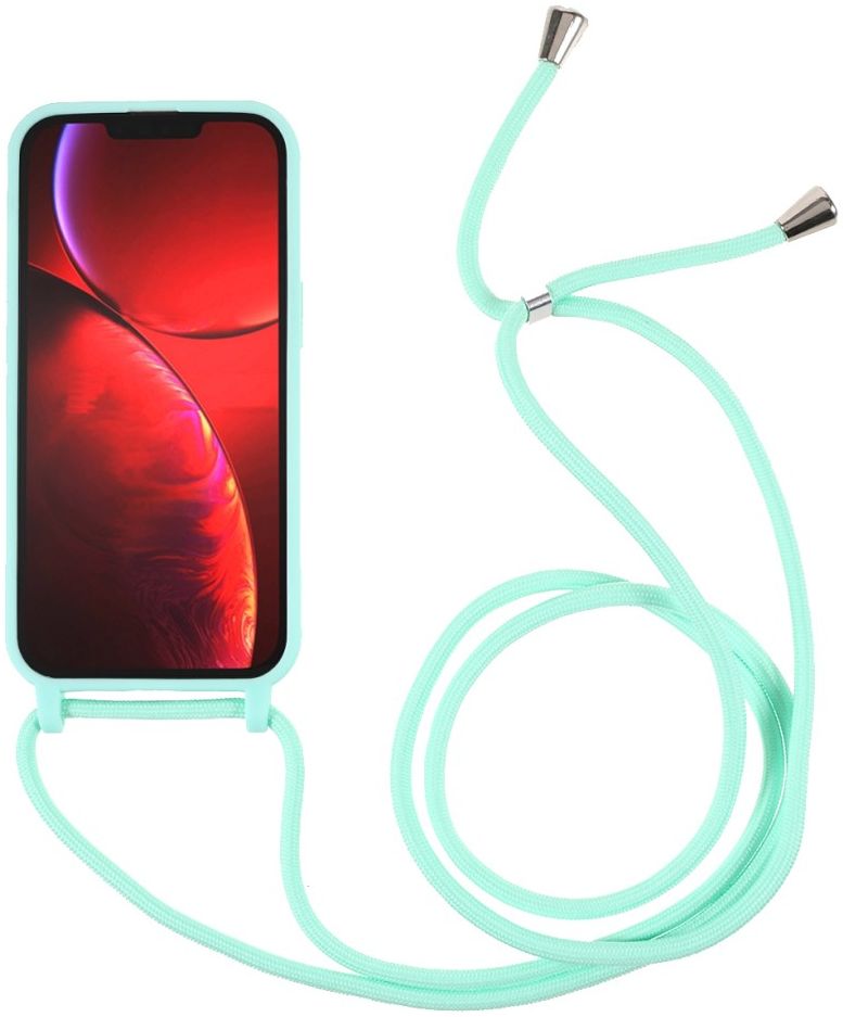 Apple iPhone 13 Pro Hoesje Back Cover met Koord Flexibel Licht blauw afbeelding 2