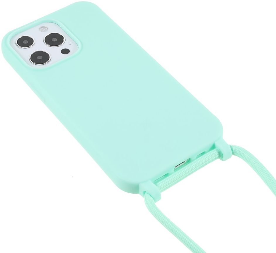 Apple iPhone 13 Pro Hoesje Back Cover met Koord Flexibel Licht blauw afbeelding 3