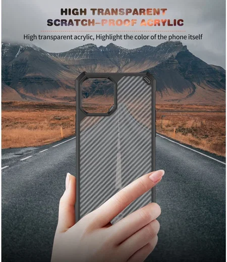 Apple iPhone 13 Hoesje Carbon Back Cover Schokbestendig Rood afbeelding 6