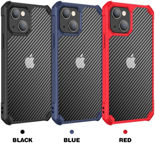 Apple iPhone 13 Hoesje Carbon Back Cover Schokbestendig Rood afbeelding 8