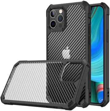 Apple iPhone 13 Pro Hoesje Carbon Back Cover Schokbestendig Zwart