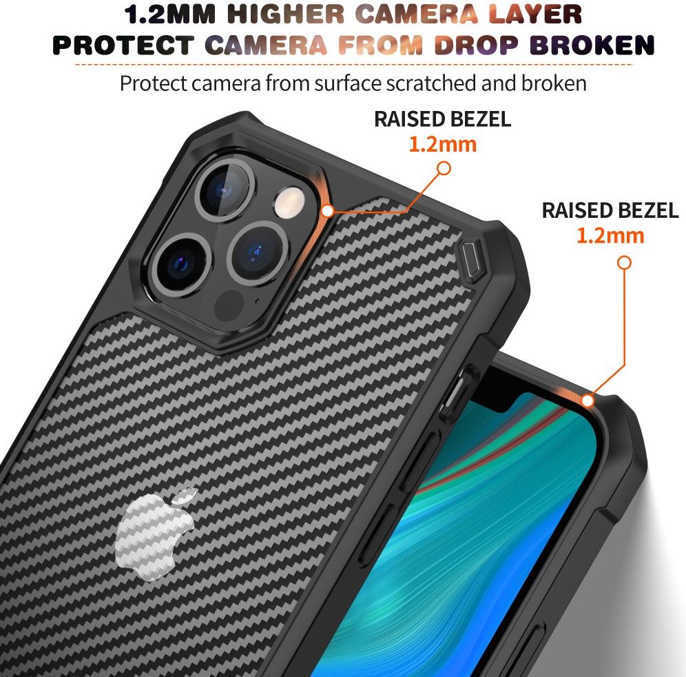Apple iPhone 13 Pro Hoesje Carbon Back Cover Schokbestendig Rood afbeelding 2