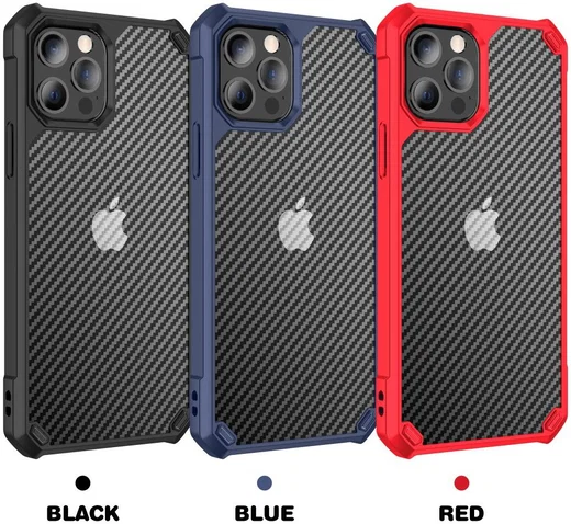 Apple iPhone 13 Pro Max Hoesje Carbon Back Cover Schokbestendig Zwart afbeelding 8