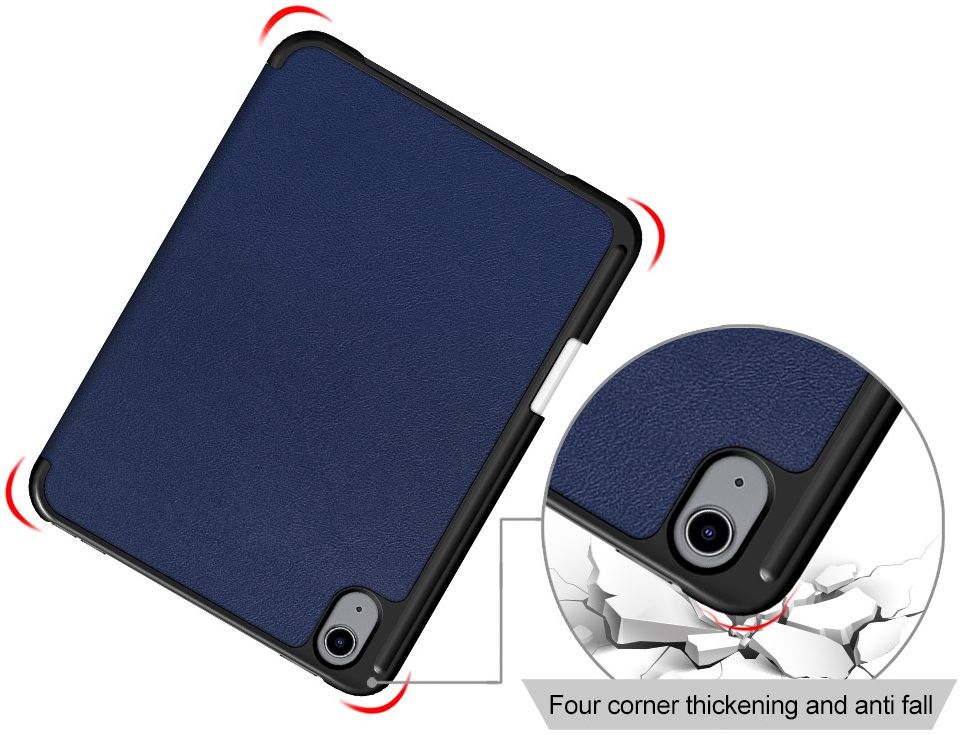 Apple iPad Mini 7 / 6 Hoes Tri-Fold Book Case Kunstleer Donkerblauw afbeelding 3