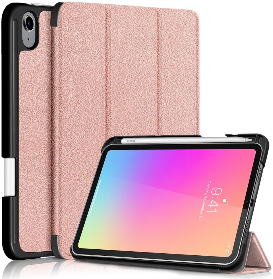 Apple iPad Mini 7 / 6 Hoes Tri-Fold Book Case Kunstleer Roze Goud afbeelding 1