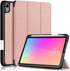 Apple iPad Mini 7 / 6 Hoes Tri-Fold Book Case Kunstleer Roze Goud afbeelding