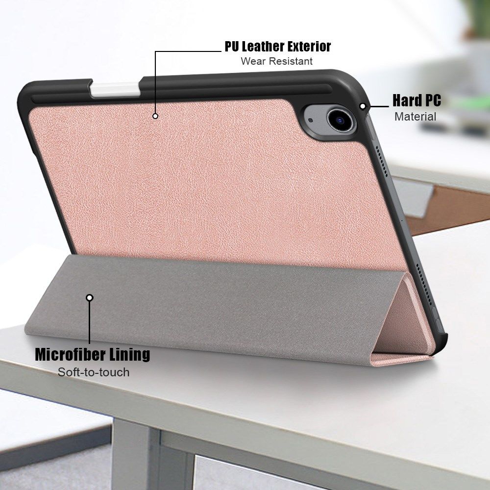 Apple iPad Mini 7 / 6 Hoes Tri-Fold Book Case Kunstleer Roze Goud afbeelding 4