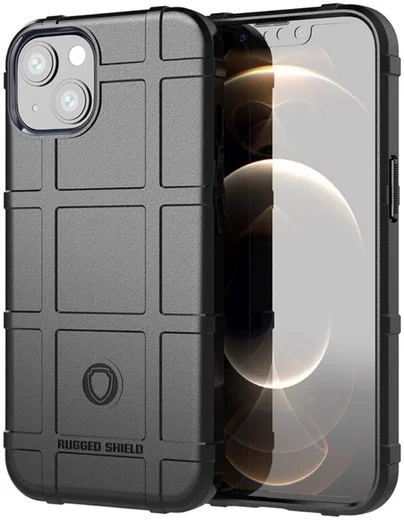 Apple iPhone 13 Hoesje Shock Proof Rugged Shield Zwart afbeelding 1