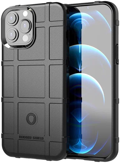 Apple iPhone 13 Pro Max Hoesje Shock Proof Rugged Shield Zwart afbeelding 1