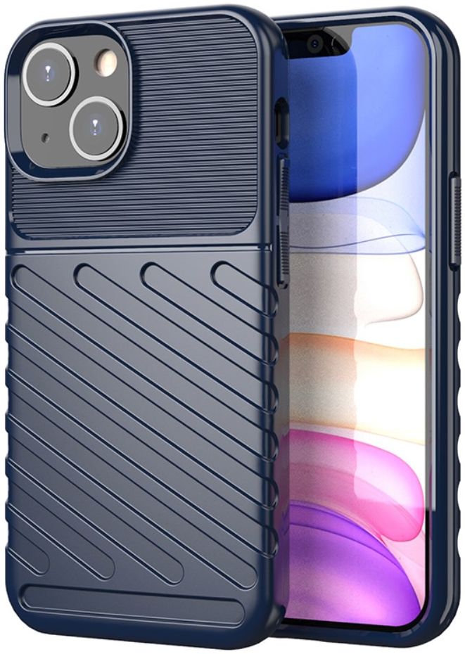 Apple iPhone 13 Mini Hoesje TPU Back Cover Thunder Design Blauw afbeelding 1
