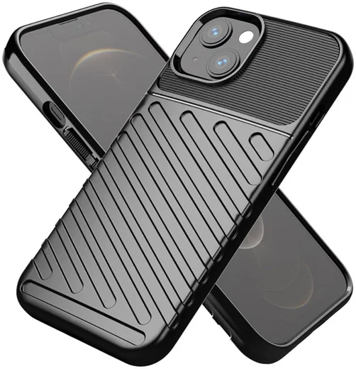Apple iPhone 13 Hoesje TPU Thunder Design Back Cover Zwart afbeelding 4