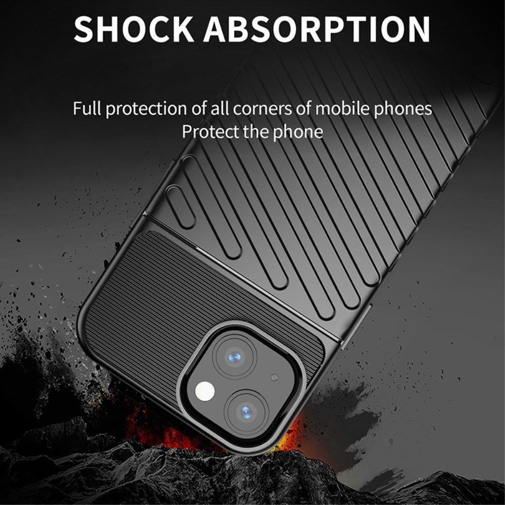 Apple iPhone 13 Hoesje TPU Thunder Design Back Cover Zwart afbeelding 2