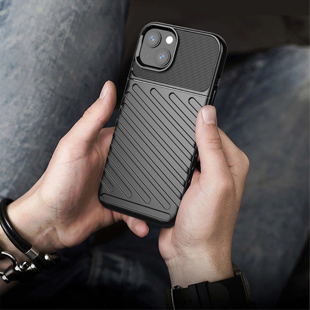 Apple iPhone 13 Hoesje TPU Thunder Design Back Cover Zwart afbeelding 8