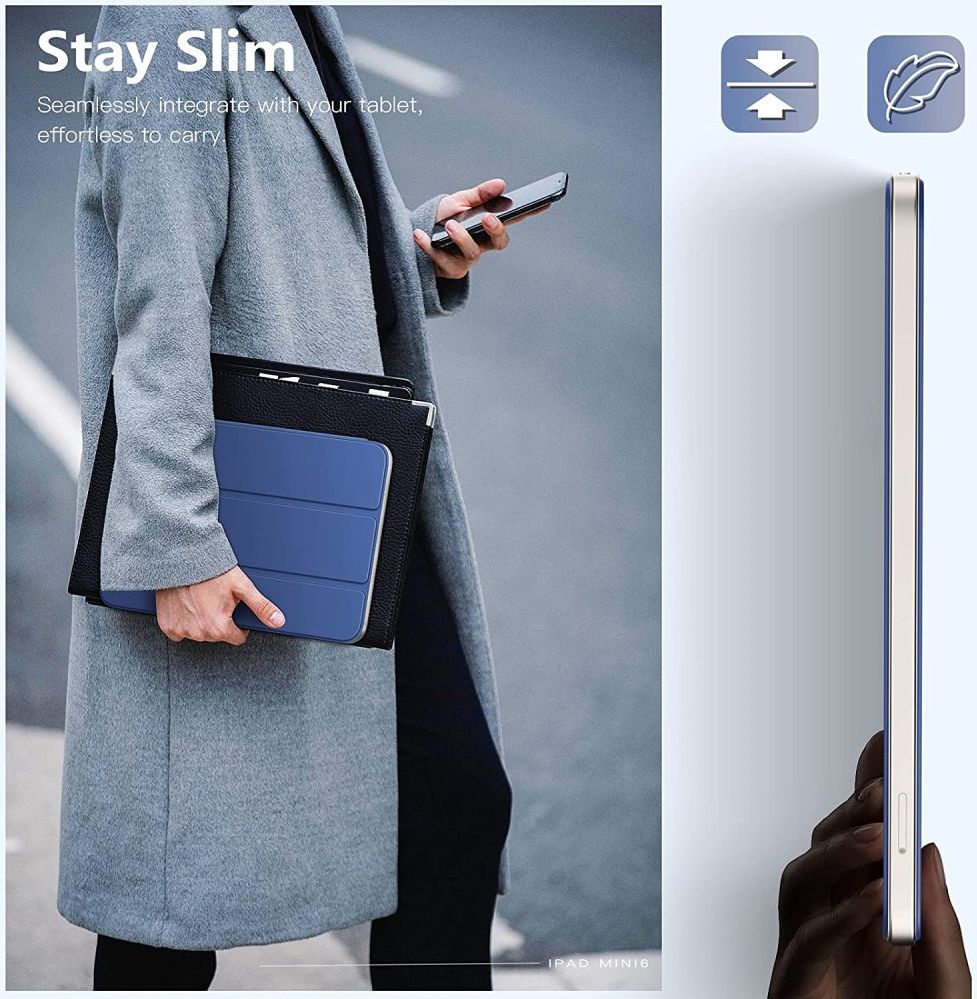 Apple iPad Mini 7/6 Hoesje Magnetische Tri-Fold Book Case Blauw afbeelding 5