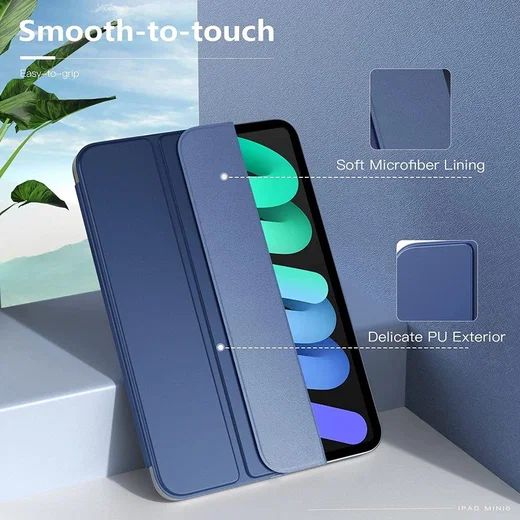 Apple iPad Mini 7/6 Hoesje Magnetische Tri-Fold Book Case Blauw afbeelding 3