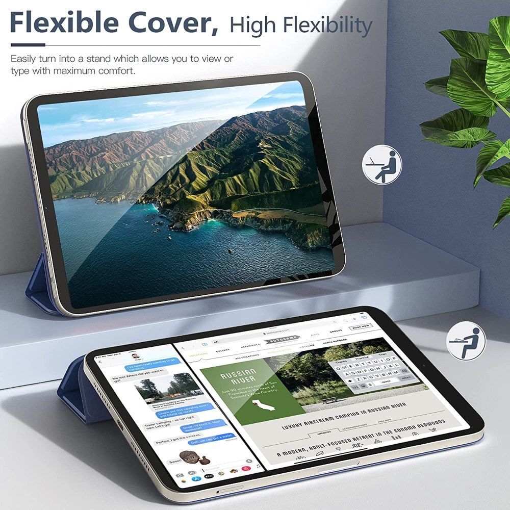 Apple iPad Mini 7/6 Hoesje Magnetische Tri-Fold Book Case Blauw afbeelding 6