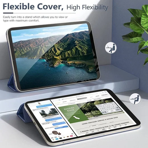 Apple iPad Mini 7/6 Hoesje Magnetische Tri-Fold Book Case Blauw afbeelding 6