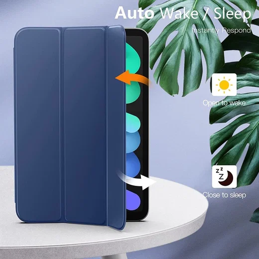 Apple iPad Mini 7/6 Hoesje Magnetische Tri-Fold Book Case Blauw afbeelding 4