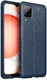 Samsung Galaxy A12 Litchi Hoesje TPU Met Leren Textuur Blauw afbeelding 1