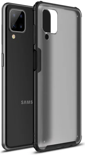Samsung Galaxy A12 Hoesje Hybrid Armor Back Cover Zwart afbeelding 1