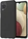 Samsung Galaxy A12 Hoesje Twill Slim Textuur Back Cover Zwart afbeelding 1