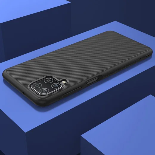 Samsung Galaxy A12 Hoesje Twill Slim Textuur Back Cover Zwart afbeelding 8