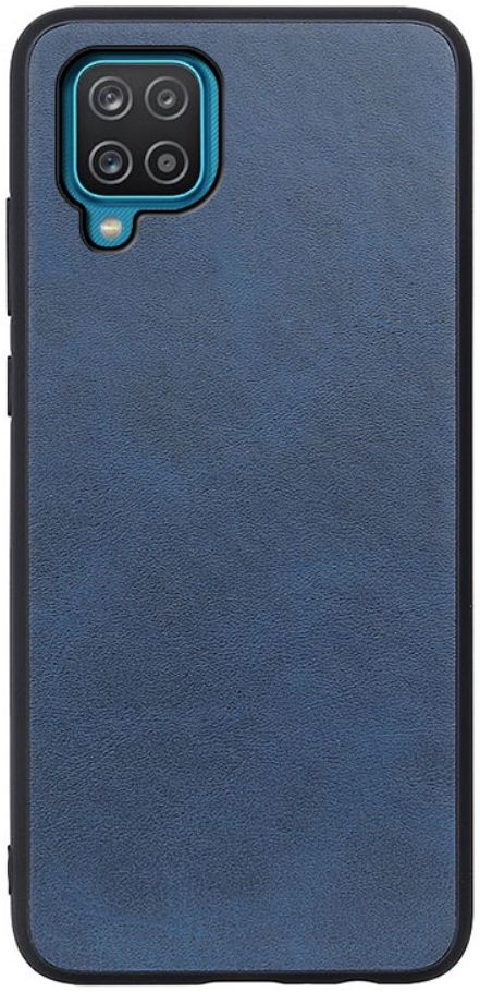 Samsung Galaxy A12 Hoesje Back Cover met Kunstleer Coating Blauw afbeelding 1