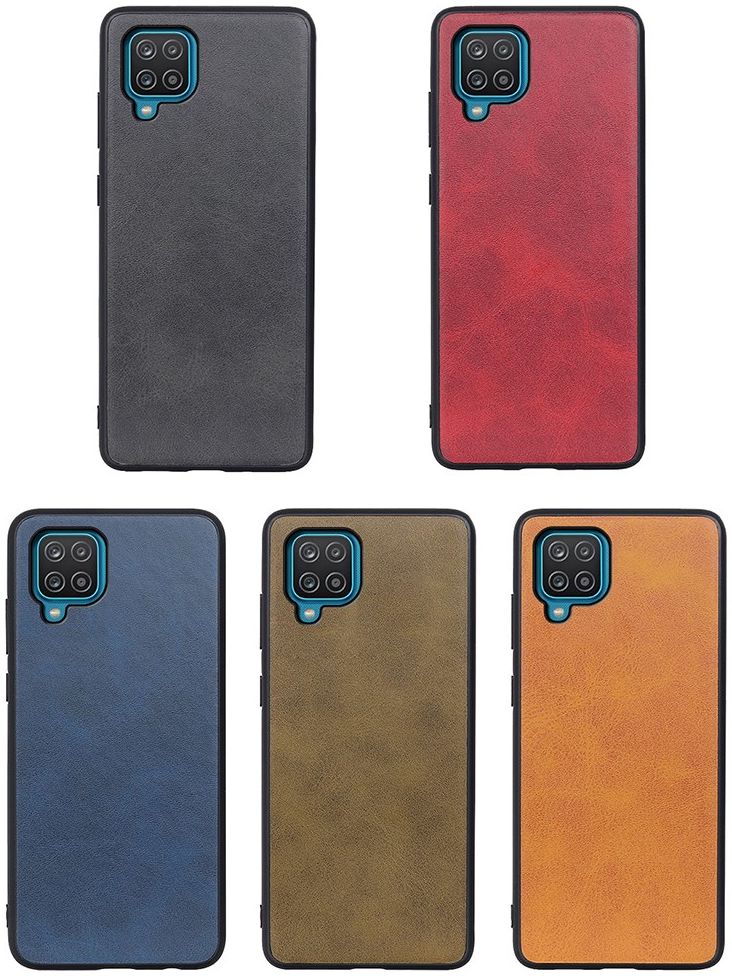 Samsung Galaxy A12 Hoesje Back Cover met Kunstleer Coating Zwart afbeelding 3
