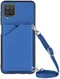 Samsung Galaxy A12 Hoesje Portemonnee Back Cover met Koord Blauw afbeelding 1