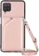 Samsung Galaxy A12 Hoesje Portemonnee Back Cover met Koord Roze Goud afbeelding 1